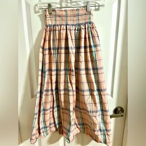 Vintage Pink plaid Indian cotton skirt